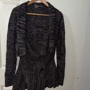 360 Cashmere Charcoal and Black Knit Cardigan
